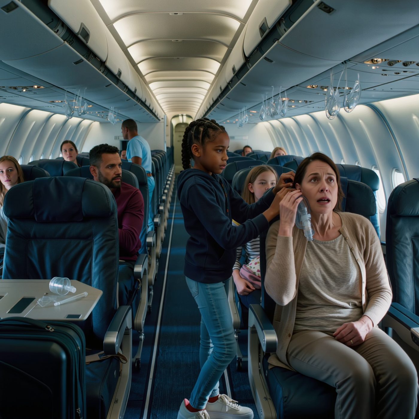 They Thought The Girl In The Window Seat Was Just Another Quiet Kid On A Short Flight, Until The Cabin Lights Changed, The Masks Fell, And Every Adult On Board Started Looking For Someone Who Knew What To Do