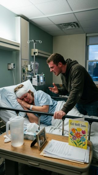 After a car hit me, I was lying in the hospital with serious injuries. Hours later, my husband burst into the room, yelling, “Enough with the drama! Get up and cook for my mom’s birthday.” I said nothing. He grabbed my arm, trying to drag me out of bed, complaining he wouldn’t waste money on my “fake illness.” Then the door opened—and he started shaking when he saw who walked in.