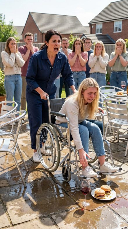 My sister publicly accu:sed me of faking my paralysis for attention—then grabbed my wheelchair and sent me falling to the ground in front of more than a hundred guests. What she didn’t realize was that someone was already standing behind her… calling 911.